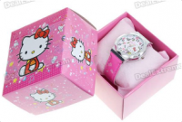 Cute Hello Kitty Style PU Leather + Stainless Steel Quartz Wrist Watch - Pattern Assorted (1*AG3)